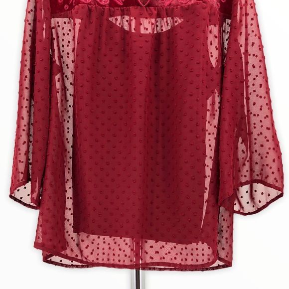 Style & Co. Garnet Swiss Dot Velvet Blouse & Cami - Picture 5 of 13